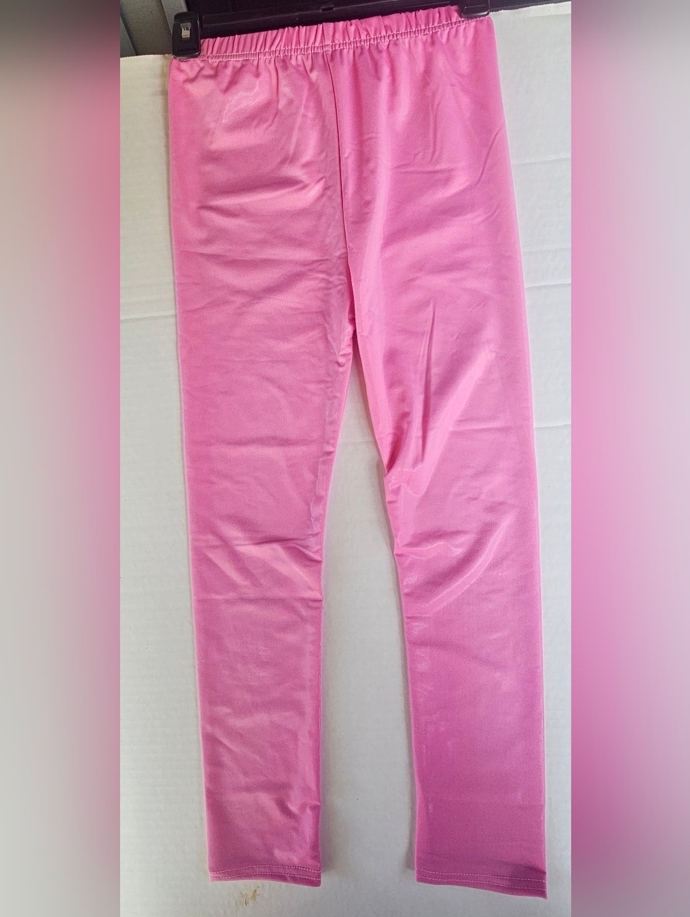 Girl Shiny Pink Metalic Dance Leggings